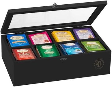 Bambüsi Tea Bag Organizer - Bamboo Tea Box Organizer Storage Box, Tea Bag Holder with Acrylic Window, Magnetic Lid Keeps Tea Bags Fresh - Ideal Gifts Tea Organizer Caddy (Tea Not Included) - Black