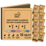 Eco Family, Household Cleaning Tablets 10pcs - 3x Multipurpose, 2x Bathroom, 1x Glass, 2x Kitchen Degreaser, 2x Floor, Eco Friendly Plastic Free Non-Toxic Cruelty-Free, Just Add Water