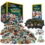 NATIONAL GEOGRAPHIC Rock Tumbler Refill Kit – 1.36 kg of Rough Gemstones and Rocks for Tumbling including Amethyst and Quartz – Rock Tumbler Supplies include Rock Tumbler Grit and Accessories