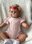 TERABITHIA 24 Inch Real Baby Size Rooted Blond Hair Sweet Smile Realistic Newborn Baby Dolls So Truly Reborn Toddler Girl Doll with Soft Weighted Body That Look Real and Feel Real