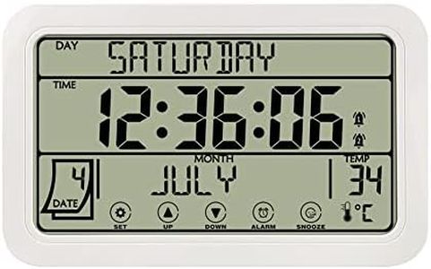 Pasotim Digital Wall Clock, Digital Clock Battery Operated, 8Inch Desk Clock with Temperature Humidity Day Date for Home White
