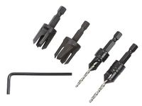 Trend Snappy 4-Piece Countersink & Plug Cutter Set, 1/4 Inch Hex Shank, Quick Release System, SNAP/PC/A