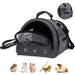 Zhilishu Guinea Pig Carrier, Small Pet Hamster Carrier Bag, Rabbit Bunny Travel Carrier Outdoor Handbag, Breathable Carrier for Small Animals with Water Bottle Holder & Removable Liner (Small, Grey)