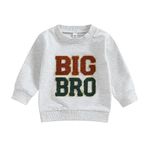 Carolilly Big Brother Little Brother Matching Long Sleeve Letter Print Crewneck Sweatshirt or Romper for Autumn Winter (Gray Big, 3-4 Years)