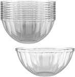 Prestee Clear Plastic Serving Bowls, 150 Oz 4 Pack - Round Large Disposable Bowls, Punch Bowl, Party, Chip Bowl Containers - Candy, Salads, Parties, and Serving Food - Large Salad Bowl Dish for Eating