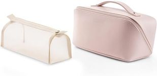 Vlando Large Capacity Travel Cosmetic Bag - Makeup Bag, PU Leather Waterproof Cosmetic Bag, Faux Leather Make up Storage Bags,