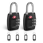 TSA Luggage Locks, 2 Pcs 3 Digit Combination Padlock, Travel Code Lock for Baggage Bag, Suitcase, Locker, Backpack, Briefcase (Black)