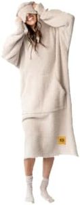 Big Blanket Co Premier Plush Hoodie Oatmeal | Ultra-Soft Wearable Blanket | Plush Sherpa-Lined Hoodie Blanket | One Size Fits All