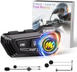 Motorcycle Helmet Headset, Moman RS-H4P Motorbike Headphone BT5.1 with Hi-Fi Speakers Dual Noise Reduction【New Upgrade】in RGB/FM/Glove-Friendly Button/Hands-Free Call/AI Voice Earphone for Solo Riding