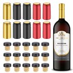 Wine Sealer for Wine Bottles - 60 pcs Wine Bottle Resealer Kit for Cruise with PVC Heat Shrink Capsules, Cork Stopper with Plastic Top for Home Use