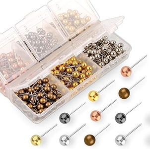 Yalis Push Pins Map Tacks 1/8-Inch Metallic Color Beads Head Marking Pins, 6 Colors, 360-count