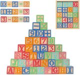 Joqutoys 40 PCS ABC Wooden Building Blocks for Toddlers(Large), Alphabet & Number Stacking Blocks Come in Storage Tray, Montessori Educational Learning Toys for Boys Girls Gifts 1.65”