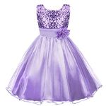 Discoball Girls Princess Dress Sequin Tulle Flower Pageant Birthday Party Wedding Bridesmaid Girl Dresses for 2-13 Years Purple