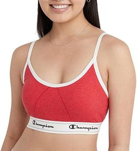 Champion Women's Heritage Cotton Stretch Bralette, Cheerful Red Heather, X-Large