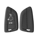 kwmobile Car Key Cover Compatible with BMW 3 Button Car Key Smart Key Key Cover - Silicone Protective Car Key Fob Case - Grey/Black