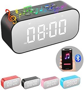 AFK Alarm Clock for Bedroom/Office,Digital Clock with Bluetooth Speaker,Small Alarm Clock for Heavy Sleepers Adults/Teens with Dual Alarms,Mirror LED Display,Hands-Free Calling.(12H Format)