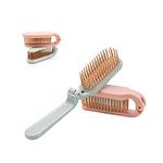 2 Pack Folding Hair Combs Hair Brush Compact Pocket Size Travel Purse Locker , Blue & Pink