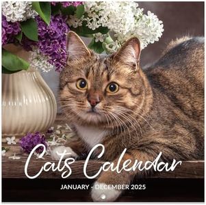2025 Calendar - Wall Calendar 2025, Jan. 2025 - Dec. 2025, 12" x 24" (Open), 2025 Wall Calendar with Unruled Blocks - Cutie Cat