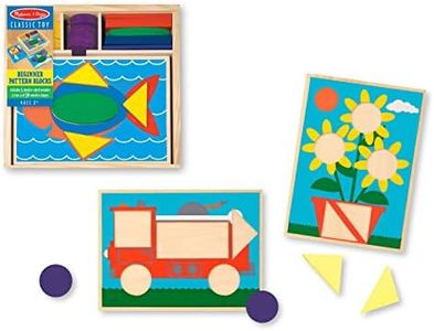 Melissa & Doug Beginner Wooden Pattern Blocks Educational Toy With 5 Double-Sided Scenes and 30 Shapes