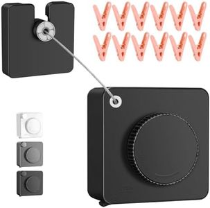 SIWUKEH 15.7Ft Retractable Clothesline Indoor is Also an Anti-sag Retractable Clothesline Outdoor,Stainless Steel Wire Laundry line Retractable for Drying Clothes ，with 12 Clip (Black)