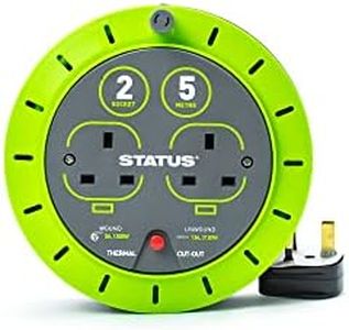 Status Extension Lead Cassette Cable Reel 5 Metres (5 METRE 2 SOCKETS 13A Fuse)