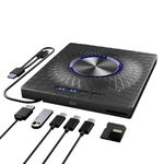 TYYWGD External Blu-ray Drive,7-in-1 Bluray/DVD/CD Burner With RGB Ambient Light,100G Disc R/W, USB 3.0/Type-C Hub for Windows/Mac/Linux