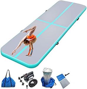 Air mat Tumbling track 10ft 13ft 16ft 20ft Gymnastics Mat Thickness 4 inches for Home Use/Gym/Yoga/Training/Cheerleading/Outdoor/Beach/Park/Water/Kid with Electric Air Pump Carry Bag