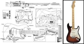 Plan of Fender Stratocaster Electric Guitar - Full Scale Print