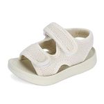 MK MATT KEELY Unisex Kids Summer Sandals Baby Anti-Slip Open Toe Adjustable Walking Shoes for Boys Girls,Size 6.5/7 UK Child, White