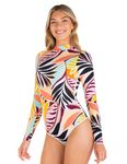 Hurley Women's OAO Long Sleeve Retro Surf Suit One Piece Swimsuit, Verona Coconut, Small