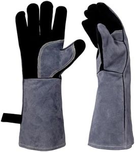 iuhkjnuh 16" Leather Forge Welding Gloves, 932℉ Heat/Fire Resistant, Multi-Use Mitts for TIG/MIG Welding, BBQ, Oven, Baking, Furnace, Beekeeping, Animal Handling & Stove Safety，Ambidextrous