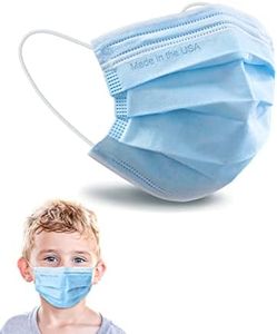 FriCARE ECOGUARD Kids Face Mask, Made-in-USA, 3-Layer Disposable Mask for Children, Breathable & Comfortable, 50 Pack (Blue)