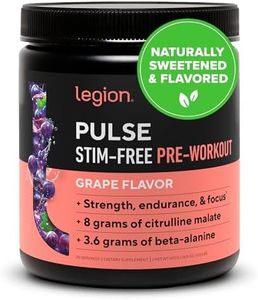 Legion Pulse Pre Workout Supplement - All Natural Nitric Oxide Preworkout Drink to Boost Energy, Creatine Free, Naturally Sweetened, Beta Alanine, Citrulline, Alpha GPC (Caffeine Free Grape)