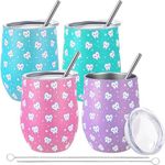 Umigy 4 Pcs Dental Assistant Gifts Teeth Wine Tumbler Dentist Dental Hygienist 12 oz Stainless Steel Coffee Travel Mug Insulated Cups with Straw Lid and Brush Cute Christmas Graduation Birthday Gifts