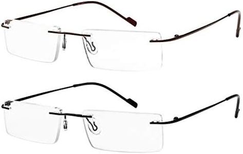 Reading Glasses 2 Pair Rimless Ultra Lightweight Readers for Men and Women Multicoloured Size: 50 mm