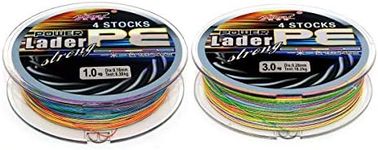 NUZAMAS Set of Two Braided Fishing Lines, Total 200m/220yds, Mixed Colors, 4 Strands Weaves, Super Smooth PE Braided Lines, Size 1.0 (8.3kg/18.3lbs) and Size 3.0 (18.2kg/40lbs)