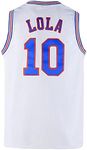 LOLA Youth #10 Basketball Jersey Space Movie Jersey for Kids Black L, White