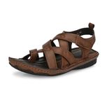 HITZ Men's Tan Leather Casual Toe Ring Sandals -10