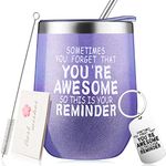 Thank You Tumbler Set, Inspirational Funny Birthday Christmas, Vacuum Insulated Tumbler Stainless Steel Wine Tumbler, Sometimes You Forget That You are Awesome, for Women, Sister, Daughter