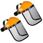 Hestya 2 Pcs Safety Face Shield Adjustable Safety Helmet with Visor Chainsaw Helmet Strimmer Face Guard Face Protection Shield Forestry Hat for Gardening Logging Lawn (Orange)