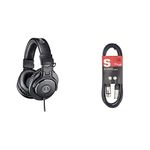 Audio-Technica M30x Professional Studio Headphones for studio recording, creators, podcasts and everyday listening & Stagg SMC3 3m XLR to XLR Plug Microphone Cable, Black