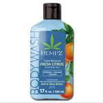 Hempz Triple Moisture Body Wash - Grapefruit & Peach - Hydrating for Sensitive Skin, Scented, Exfoliating with Shea Butter, Pure Hemp Seed Oil, and Algae for Sensitive Skin - 17 fl oz