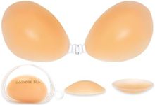 Beaulyn Sticky Bra with Nipple Covers Nude -Silicone Strapless Stick on Bra Push Up for Women, Breathable Backless & Invisible Adhesive Bra for Everyday Wearing