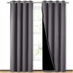 NICETOWN Full Shade Blackout Curtains 2 Panels- Room Darkening & Noise Blocking Thermal Insulated Window Drapes for Living Room (52 x 84 Inch, Gray, 2 Pcs)