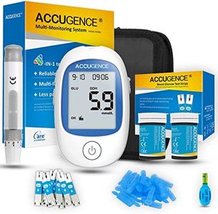 ACCUGENCE 3in1 Blood Glucose Meter With 50 Blood Glucose Test Strips 50 Lancets Blood Sugar Monitor Test Kit for -in mmol/L