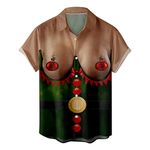 Christmas Shirt Men Hawaiian Shirts Button Up Bowling Shirts Funny Graphic Tee Short Sleeve Santa Shirt Holiday Tops, A07_army Green, X-Large