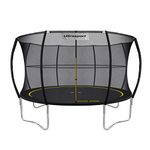 Ultrasport garden trampoline with 366 cm diameter, with elastic rope system instead of springs, no squeaking, loadable up to 150 kg, trampoline complete set, colour: black