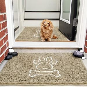 AROGAN Indoor Door Mat Entryway Rug Traps Mud and Water, Chenille Doormat for Muddy Shoes and Dog Paws, Machine Washable Doormat, Front Door Mat, Busy Area Dog Rugs for Floors, Entrance, 30x48 Beige