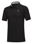 YSENTO Men's Golf Shirts Short Sleeve Dry Fit Moisture Wicking Sports Polo Shirts Black Size L