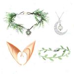 JeVenis Set of 4 Green Elf Crown Elf Headpiece Fairy Costume Viking Fairy Headpiece Accessories Cosplay Accessories